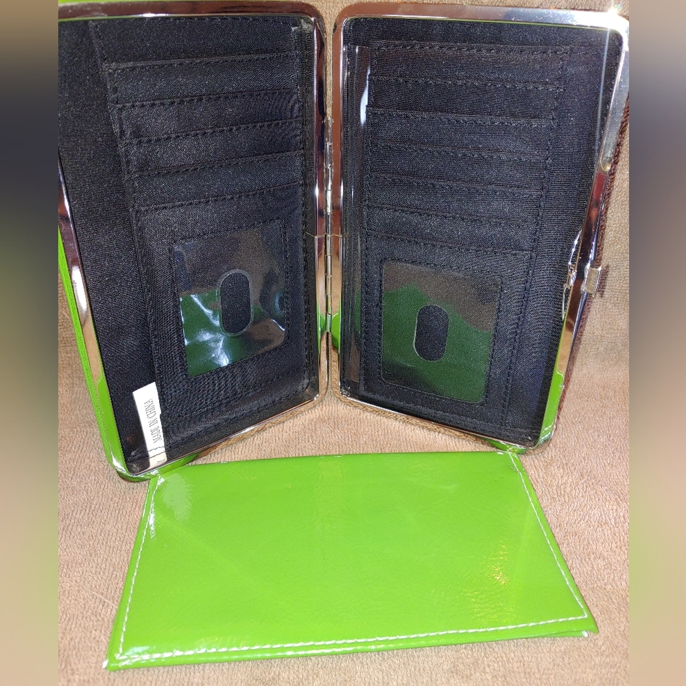 Green & Yellow Rhinestone Buckle Clasp Wallet - Picture 6 of 7